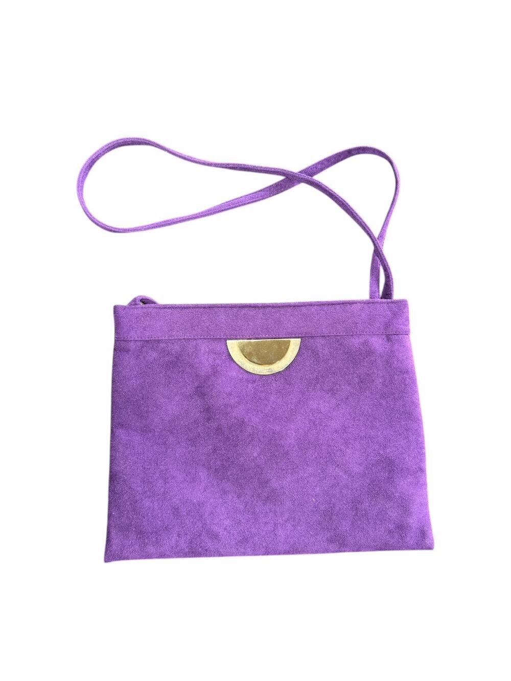 Vintage 80s Reva Purple Suede Handbag Purse Bag Clutch